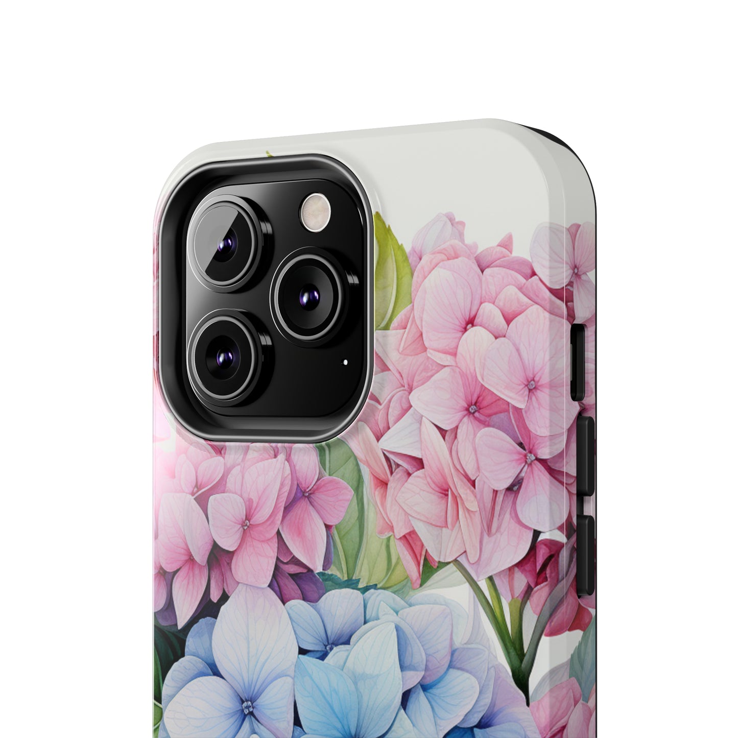 AI Hydrangeas Floral Pattern Phone Case for iPhone - Lightweight, Impact Resistant, Wireless Charging Compatible