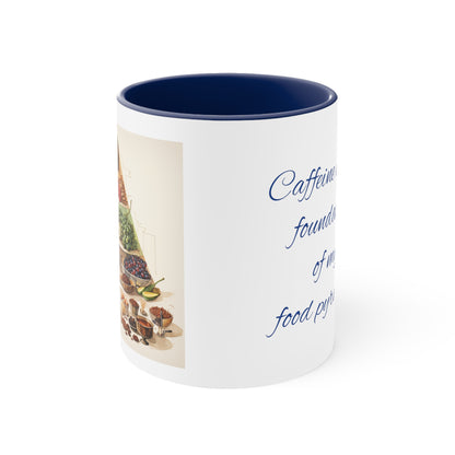 Funny Coffee Mug, 11oz - Caffeine is the foundation of my food pyramid!