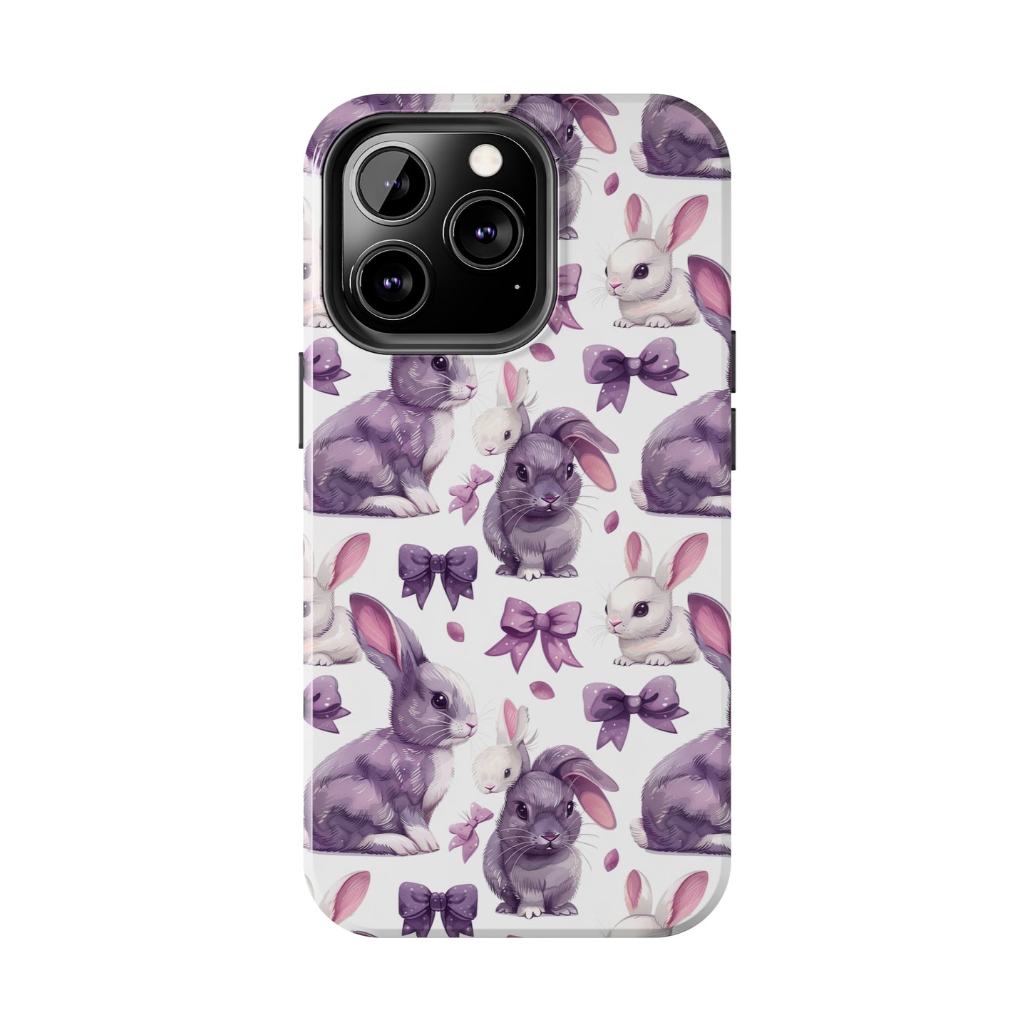 Bunnies and Bows Phone Case for iPhone - Lightweight, Impact Resistant, Wireless Charging Compatible