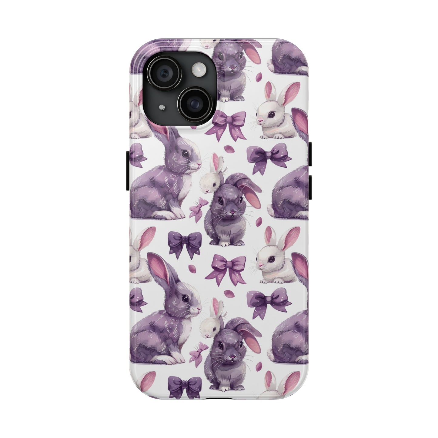 Bunnies and Bows Phone Case for iPhone - Lightweight, Impact Resistant, Wireless Charging Compatible