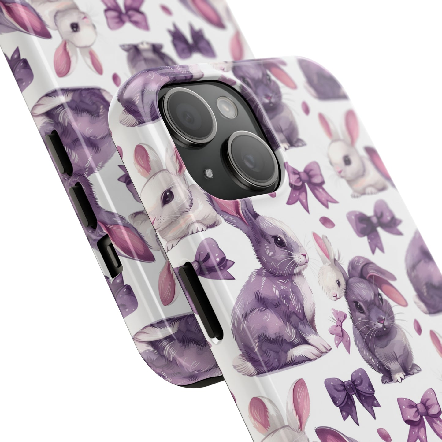 Bunnies and Bows Phone Case for iPhone - Lightweight, Impact Resistant, Wireless Charging Compatible