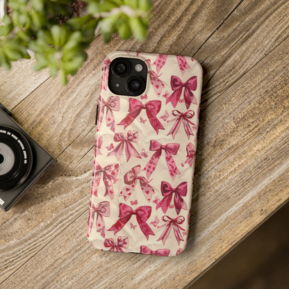 Pink Bows 3 Phone Case for iPhone - Lightweight, Impact Resistant, Wireless Charging Compatible