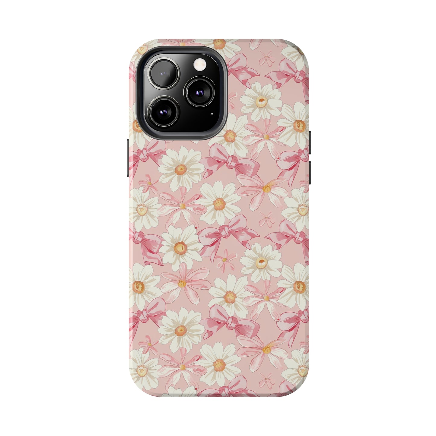 Daisies and Pink Bows Phone Case for iPhone - Lightweight, Impact Resistant, Wireless Charging Compatible