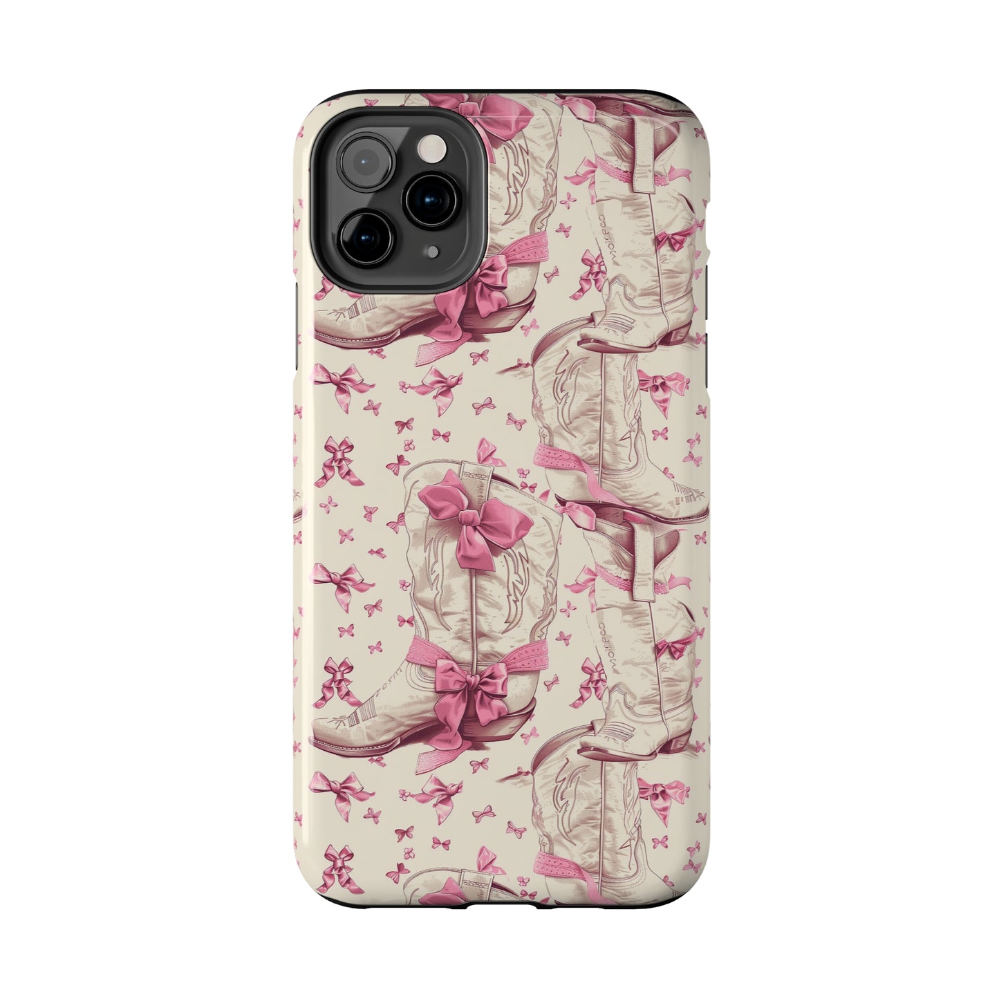 Bows and Boots Phone Case for iPhone - Lightweight, Impact Resistant, Wireless Charging Compatible