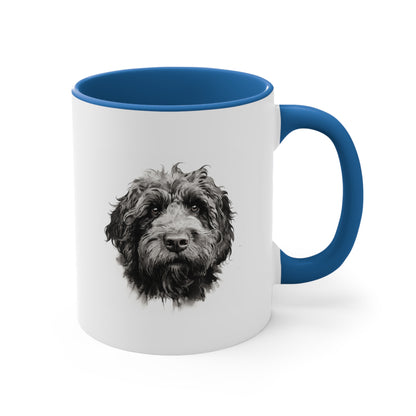 11 oz Accent Coffee Mug - Double-Sided Newfypoo Portrait - Perfect for Dog Lovers & Morning Brew