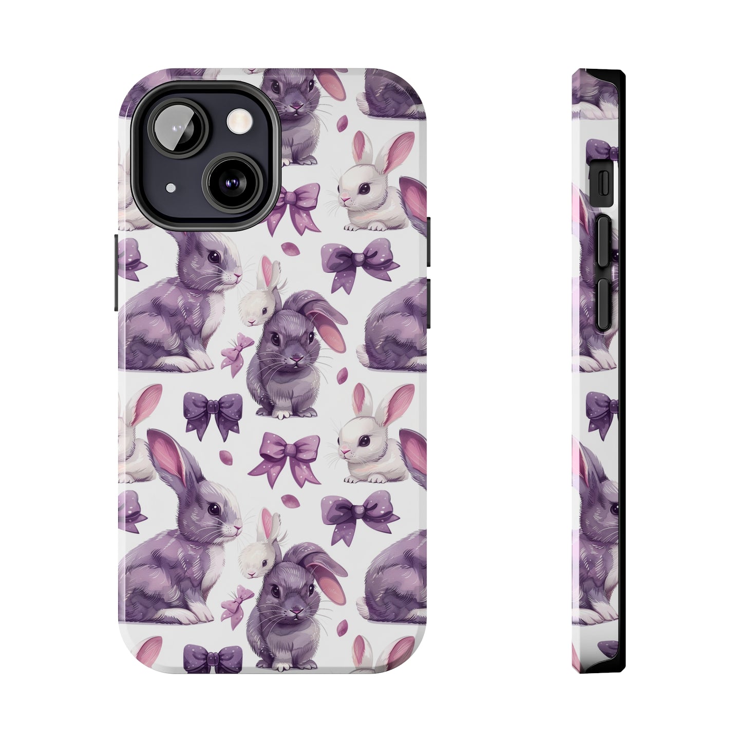 Bunnies and Bows Phone Case for iPhone - Lightweight, Impact Resistant, Wireless Charging Compatible