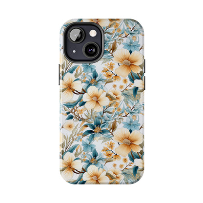 AI Magnolias Floral Pattern Phone Case for iPhone - Lightweight, Impact Resistant, Wireless Charging Compatible