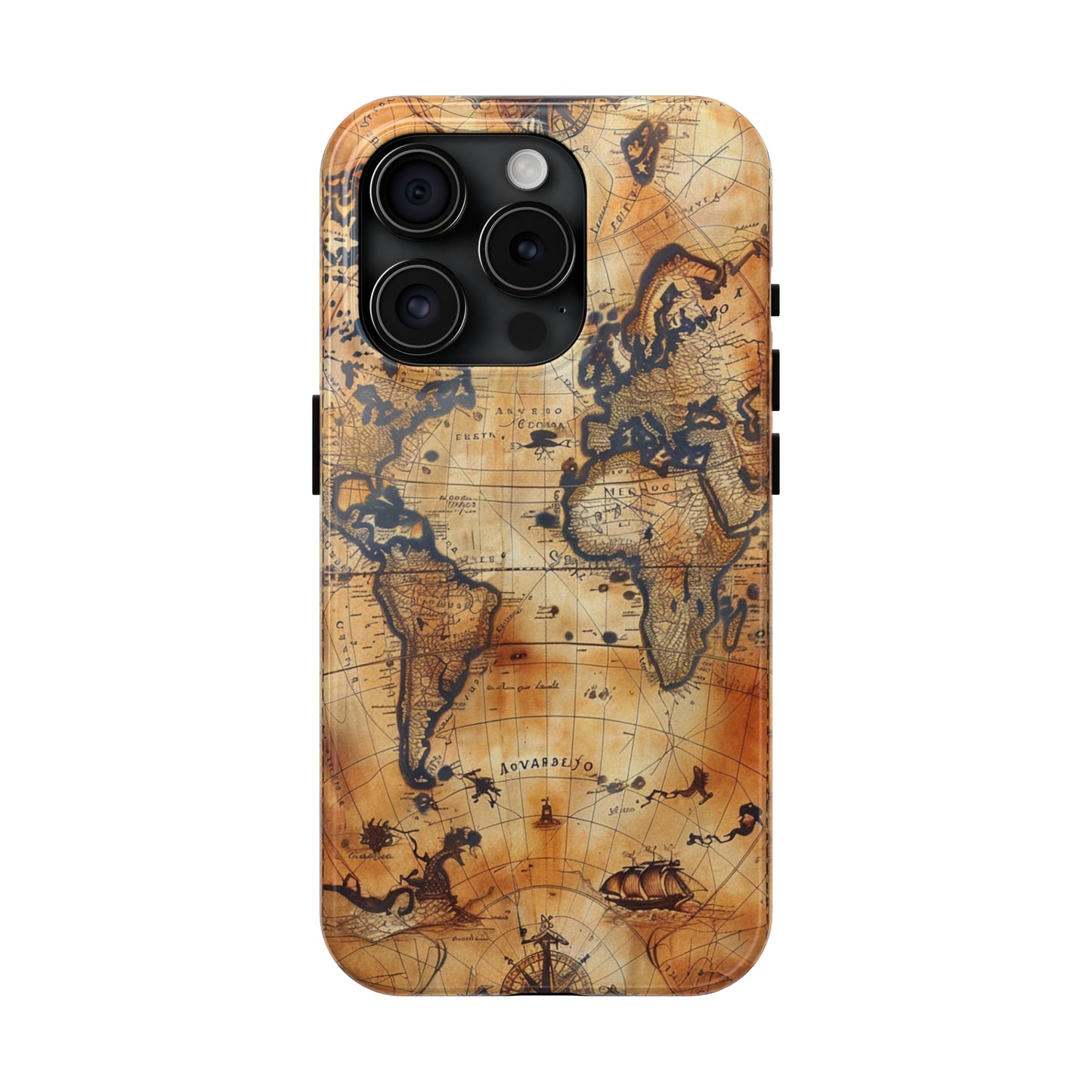 Ancient Map Phone Case for iPhone - Lightweight, Impact Resistant, Wireless Charging Compatible