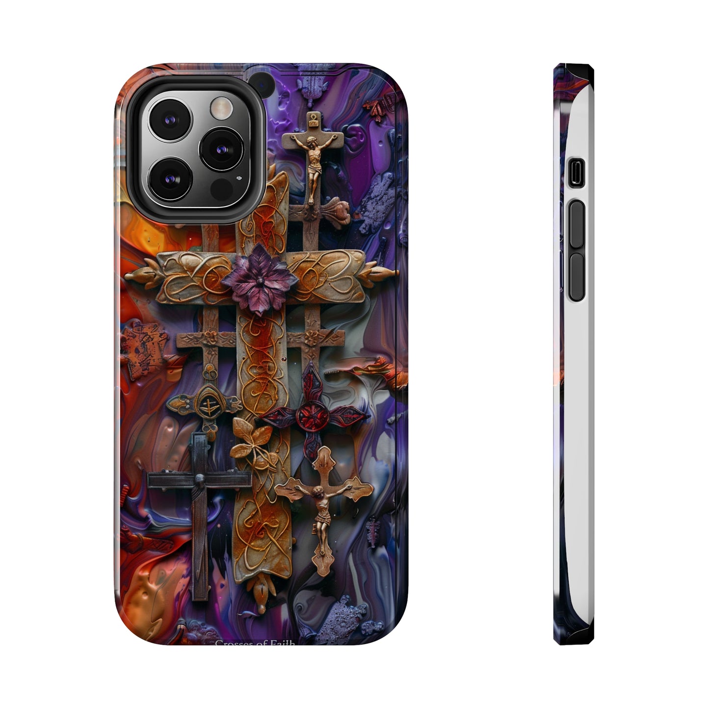 Colorful Crosses Phone Case for iPhone - Lightweight, Impact Resistant, Wireless Charging Compatible