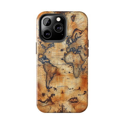 Ancient Map Phone Case for iPhone - Lightweight, Impact Resistant, Wireless Charging Compatible