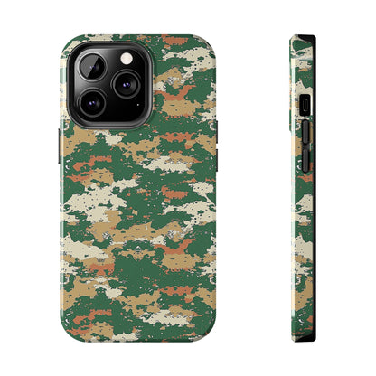 Green Pixel Camo Phone Case for iPhone - Lightweight, Impact Resistant, Wireless Charging Compatible