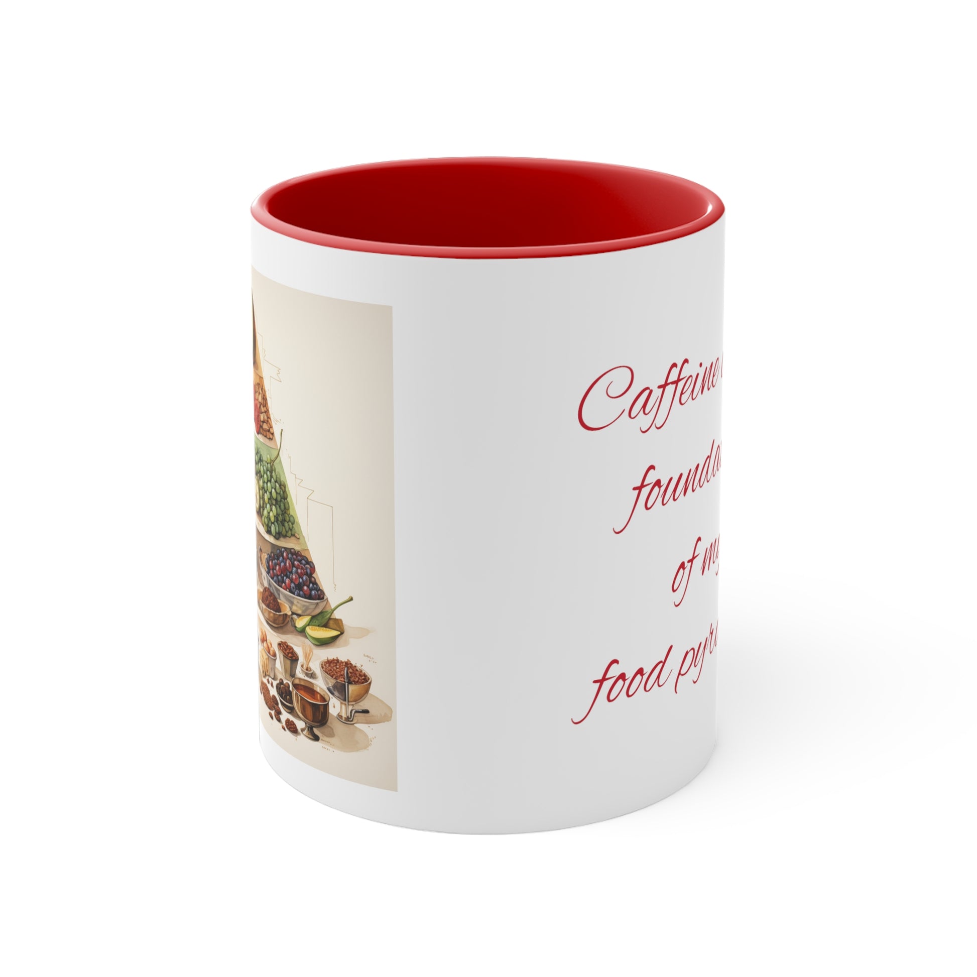 Funny Coffee Mug, 11oz - Caffeine is the foundation of my food pyramid!