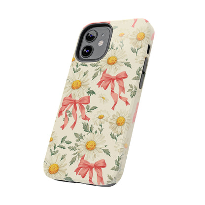 Daisies and Bows Phone Case for iPhone - Lightweight, Impact Resistant, Wireless Charging Compatible