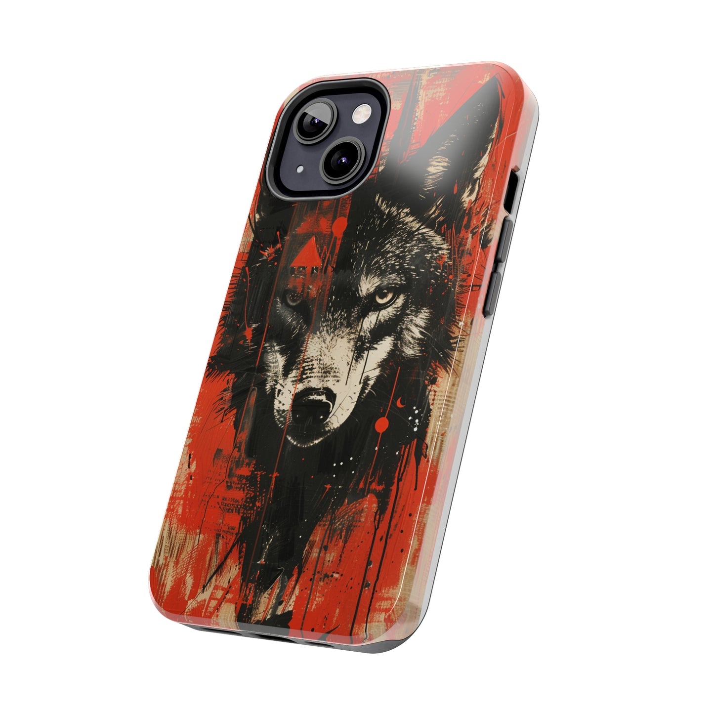 Asemic Writing Style Wolf Phone Case 3 for iPhone - Lightweight, Impact Resistant, Wireless Charging Compatible