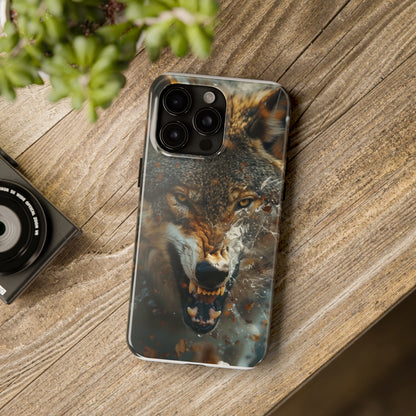 Wolf Ripping Through Phone Case for iPhone - Lightweight, Impact Resistant, Wireless Charging Compatible