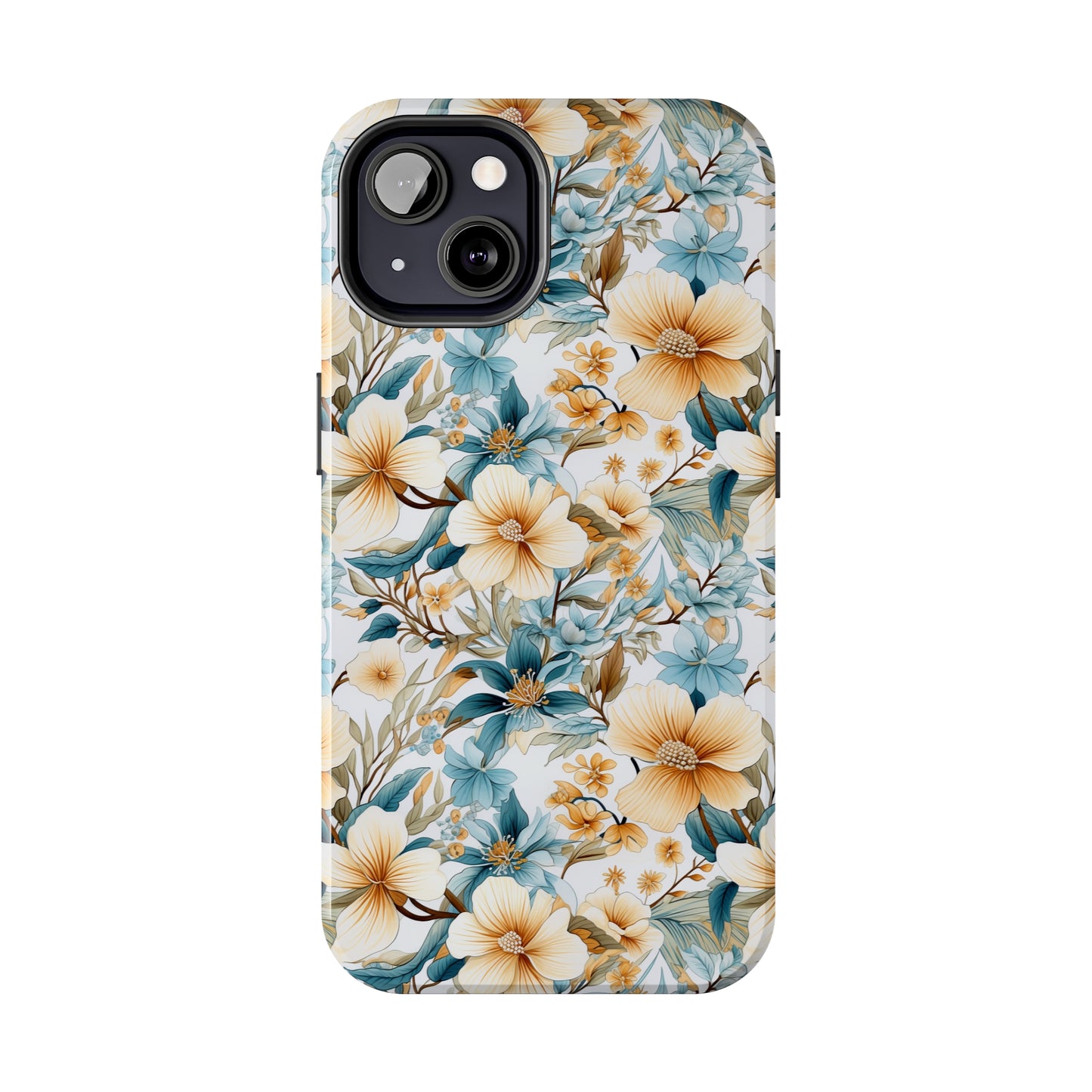 AI Magnolias Floral Pattern Phone Case for iPhone - Lightweight, Impact Resistant, Wireless Charging Compatible