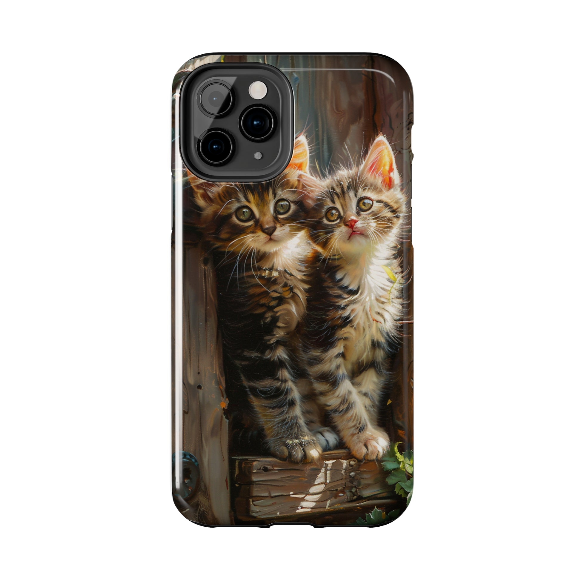 Two Kittens in a wooden structure