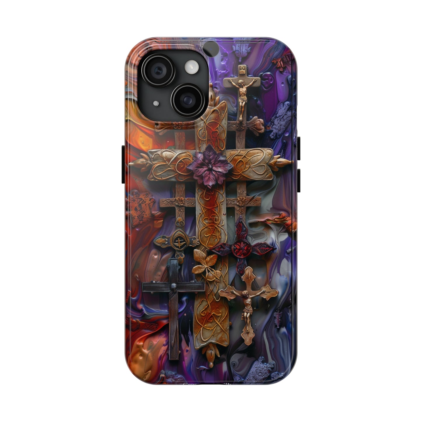 Colorful Crosses Phone Case for iPhone - Lightweight, Impact Resistant, Wireless Charging Compatible