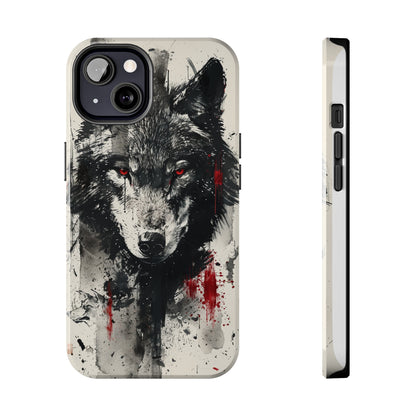 Asemic Writing Style Wolf Phone Case for iPhone - Lightweight, Impact Resistant, Wireless Charging Compatible