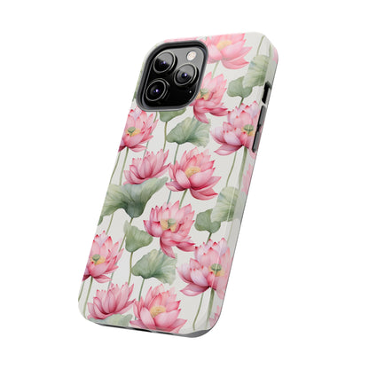 AI Lotus Flower Pattern Phone Case for iPhone - Lightweight, Impact Resistant, Wireless Charging Compatible