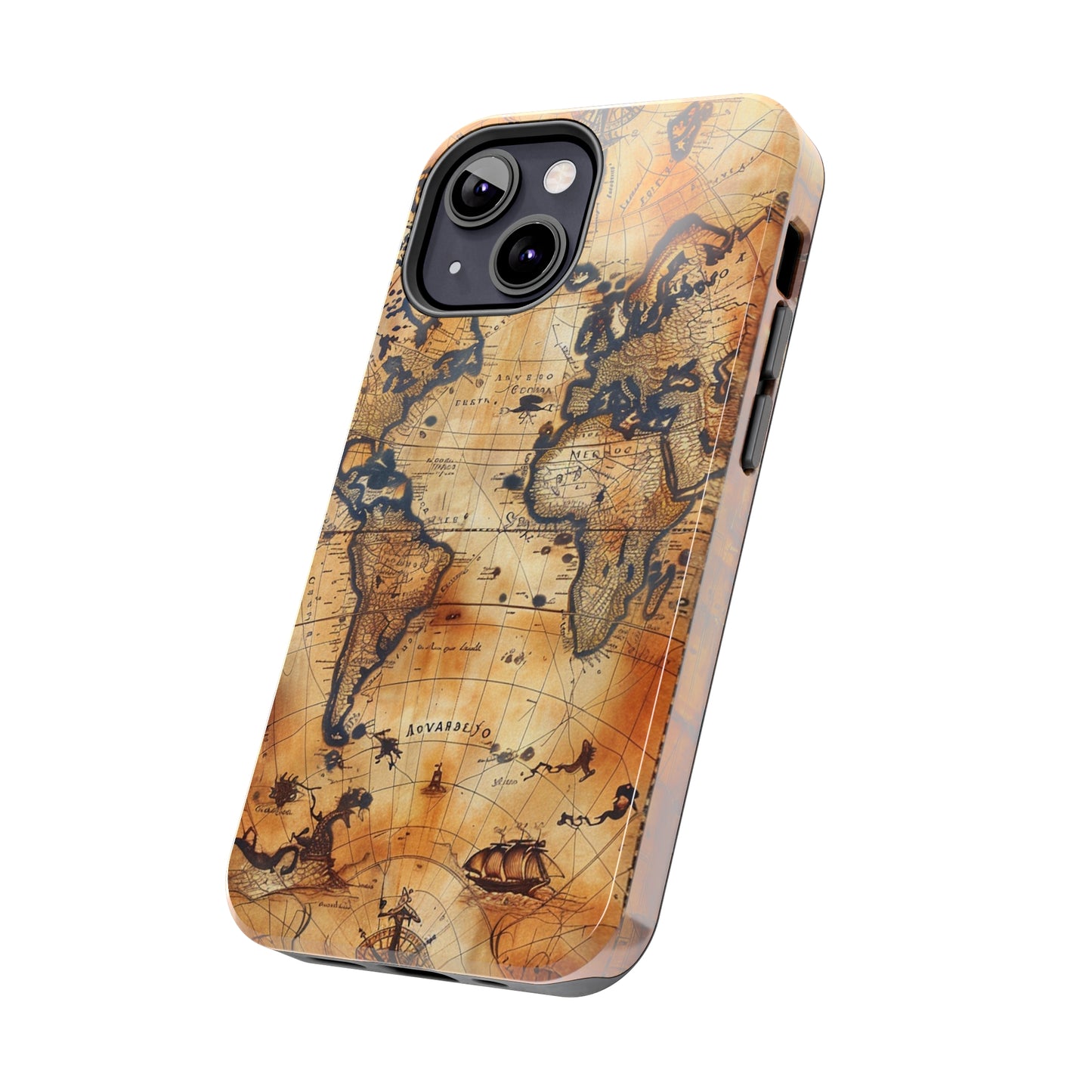 Ancient Map Phone Case for iPhone - Lightweight, Impact Resistant, Wireless Charging Compatible