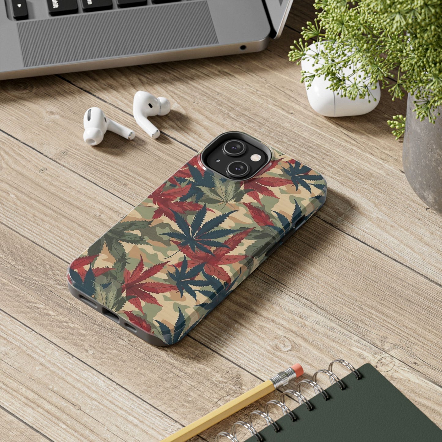 Cannabis Camo Phone Case for iPhone - Lightweight, Impact Resistant, Wireless Charging Compatible