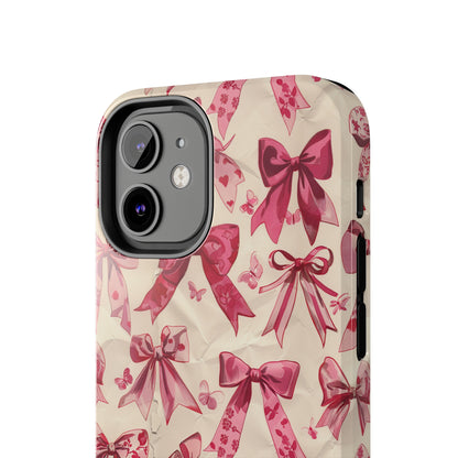 Pink Bows 3 Phone Case for iPhone - Lightweight, Impact Resistant, Wireless Charging Compatible