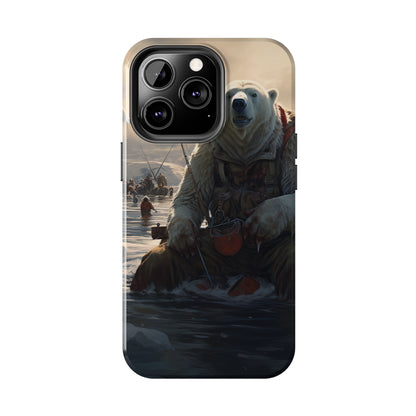 Fishing Polar Bear Phone Case for iPhone - Lightweight, Impact Resistant, Wireless Charging Compatible