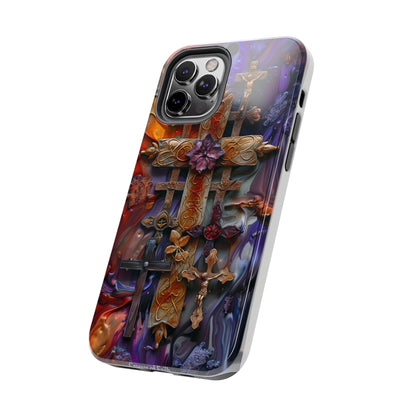 Colorful Crosses Phone Case for iPhone - Lightweight, Impact Resistant, Wireless Charging Compatible