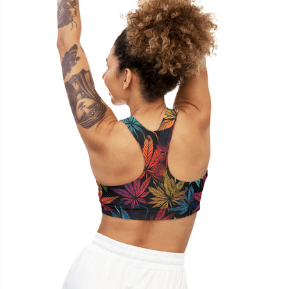 Wacky Weed Leaf Seamless Sports Bra