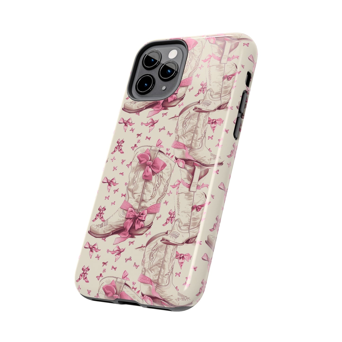 Bows and Boots Phone Case for iPhone - Lightweight, Impact Resistant, Wireless Charging Compatible