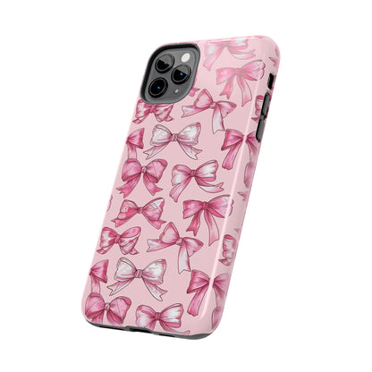 Pink Bows Phone Case for iPhone - Lightweight, Impact Resistant, Wireless Charging Compatible