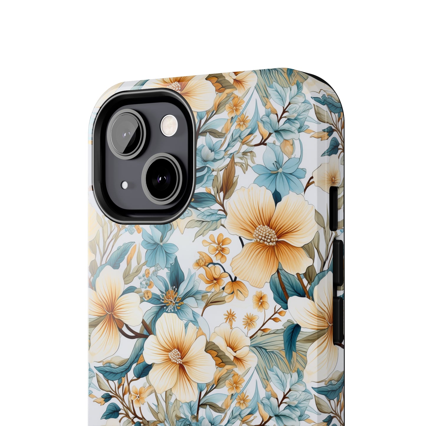 AI Magnolias Floral Pattern Phone Case for iPhone - Lightweight, Impact Resistant, Wireless Charging Compatible