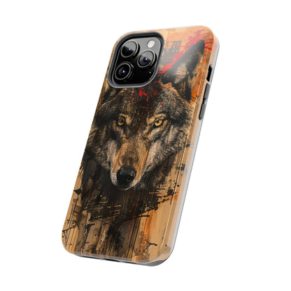 Asemic Writing Style Wolf Phone Case 2 for iPhone - Lightweight, Impact Resistant, Wireless Charging Compatible