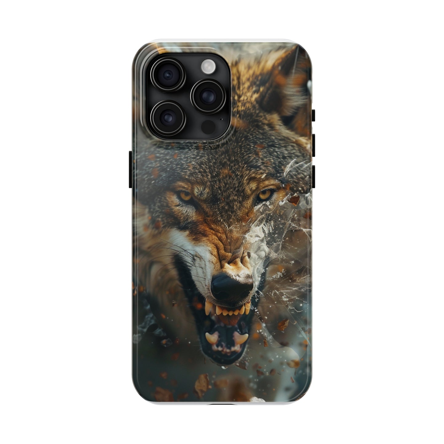 Wolf Ripping Through Phone Case for iPhone - Lightweight, Impact Resistant, Wireless Charging Compatible