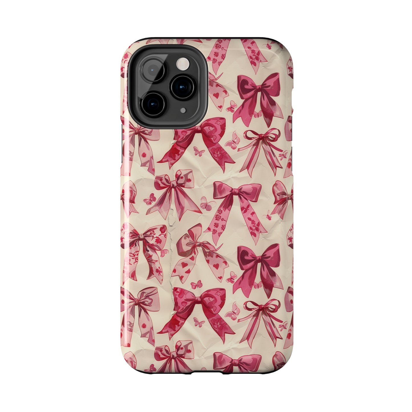 Pink Bows 3 Phone Case for iPhone - Lightweight, Impact Resistant, Wireless Charging Compatible