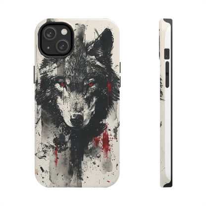 Asemic Writing Style Wolf Phone Case for iPhone - Lightweight, Impact Resistant, Wireless Charging Compatible