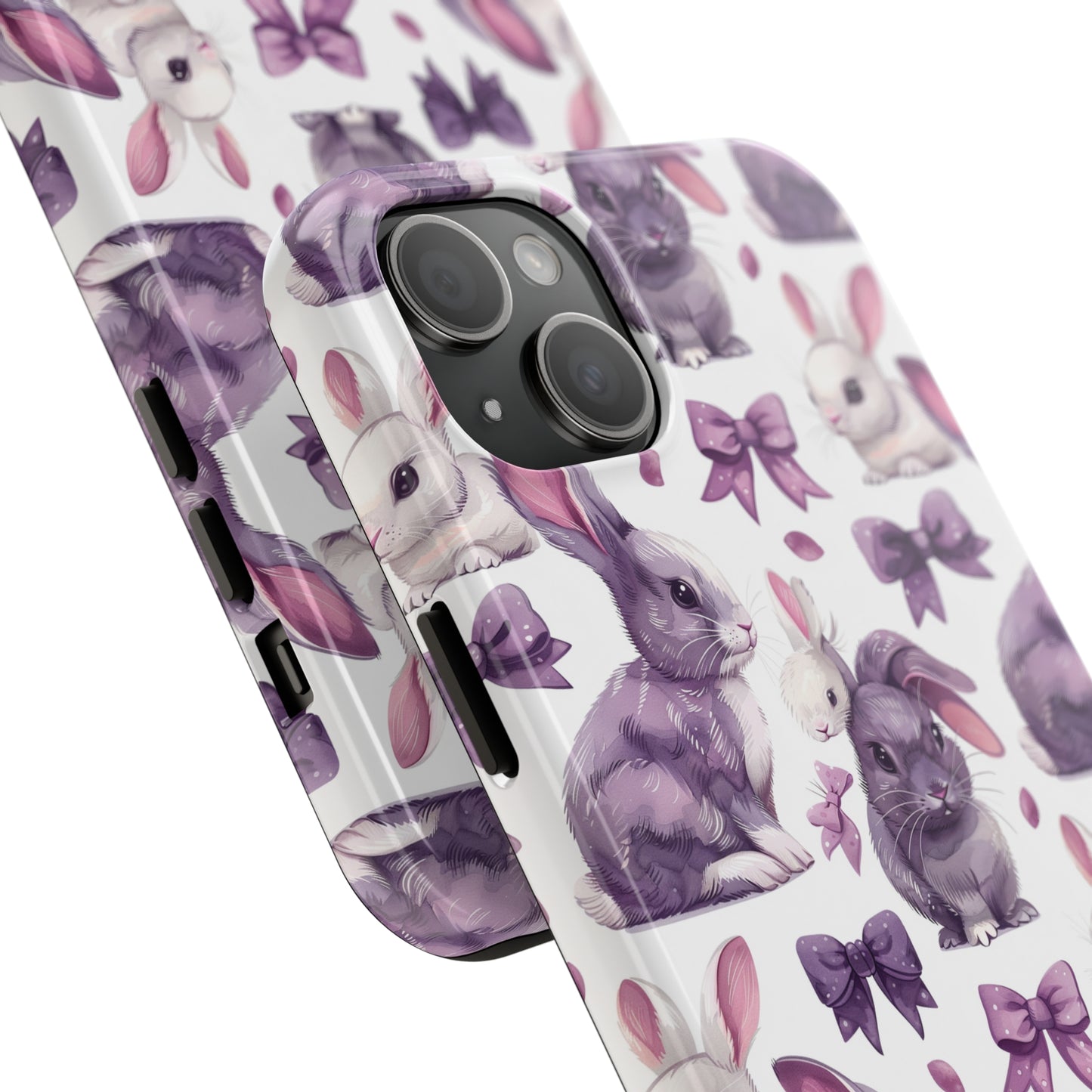 Bunnies and Bows Phone Case for iPhone - Lightweight, Impact Resistant, Wireless Charging Compatible