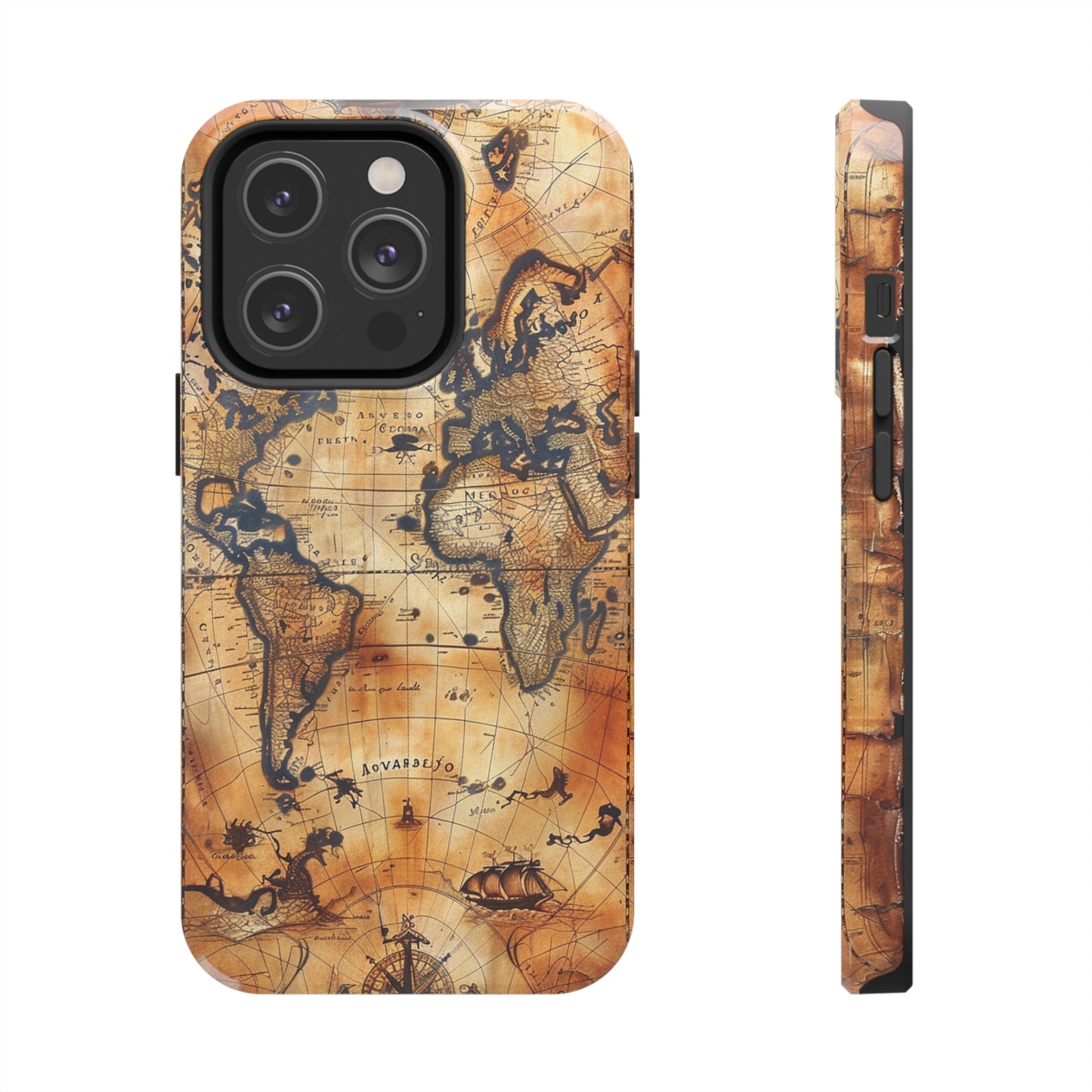 Ancient Map Phone Case for iPhone - Lightweight, Impact Resistant, Wireless Charging Compatible