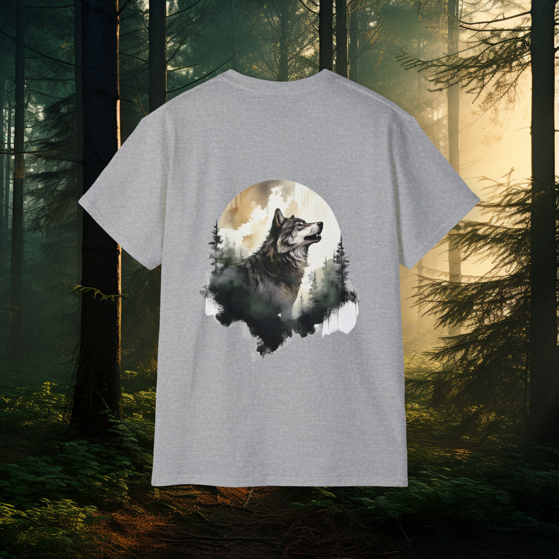 Unisex Ultra Cotton Tee - Dual Wolf Design, Mythical Creatures, Wolf Lover Shirt