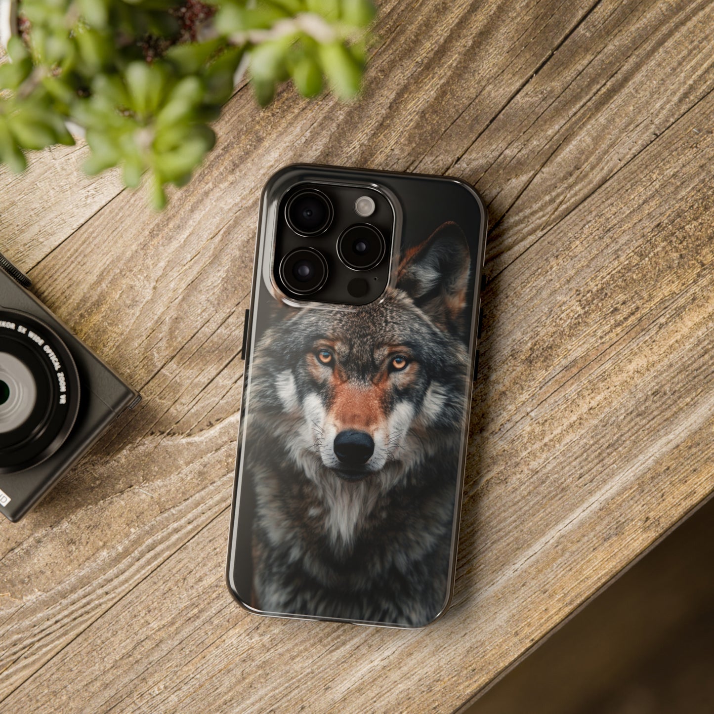 The Arte Povera Style Wolf Head 2 Phone Case for iPhone - Lightweight, Impact Resistant, Wireless Charging Compatible