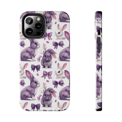 Bunnies and Bows Phone Case for iPhone - Lightweight, Impact Resistant, Wireless Charging Compatible