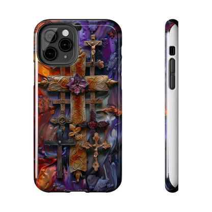 Colorful Crosses Phone Case for iPhone - Lightweight, Impact Resistant, Wireless Charging Compatible