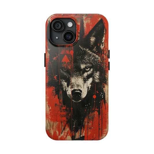 Asemic Writing Style Wolf Phone Case 3 for iPhone - Lightweight, Impact Resistant, Wireless Charging Compatible