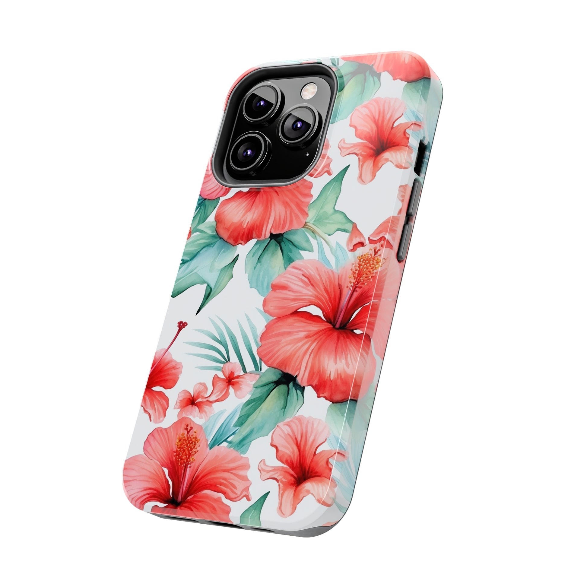 AI Hibiscus Pattern Phone Case for iPhone - Lightweight, Impact Resistant, Wireless Charging Compatible-AI phone case-AI By AJ