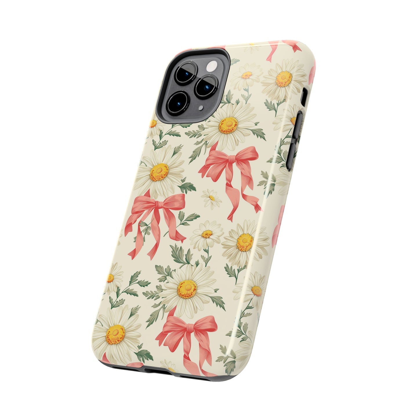 Daisies and Bows Phone Case for iPhone - Lightweight, Impact Resistant, Wireless Charging Compatible