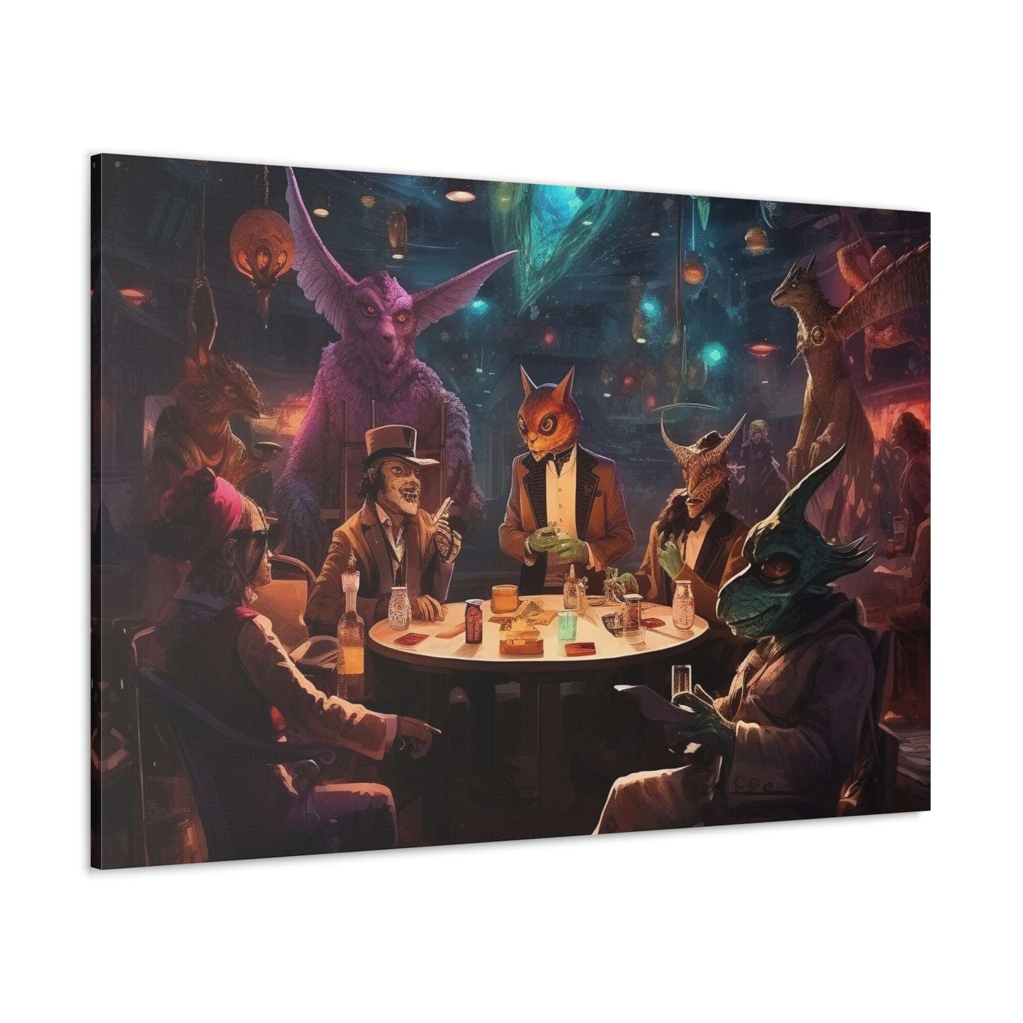 Intergalactic Poker Canvas Gallery Wraps / Game Room Art / Wall Decor / Living Room Decor