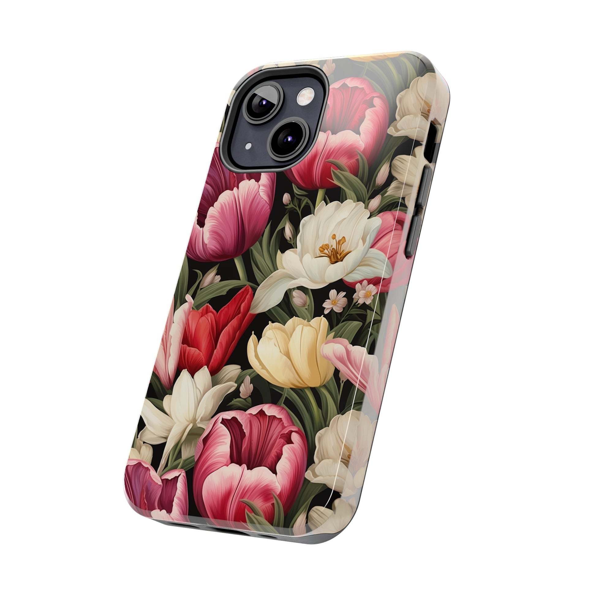 AI Tulip Pattern Phone Case for iPhone - Lightweight, Impact Resistant, Wireless Charging Compatible-AI phone case-AI By AJ