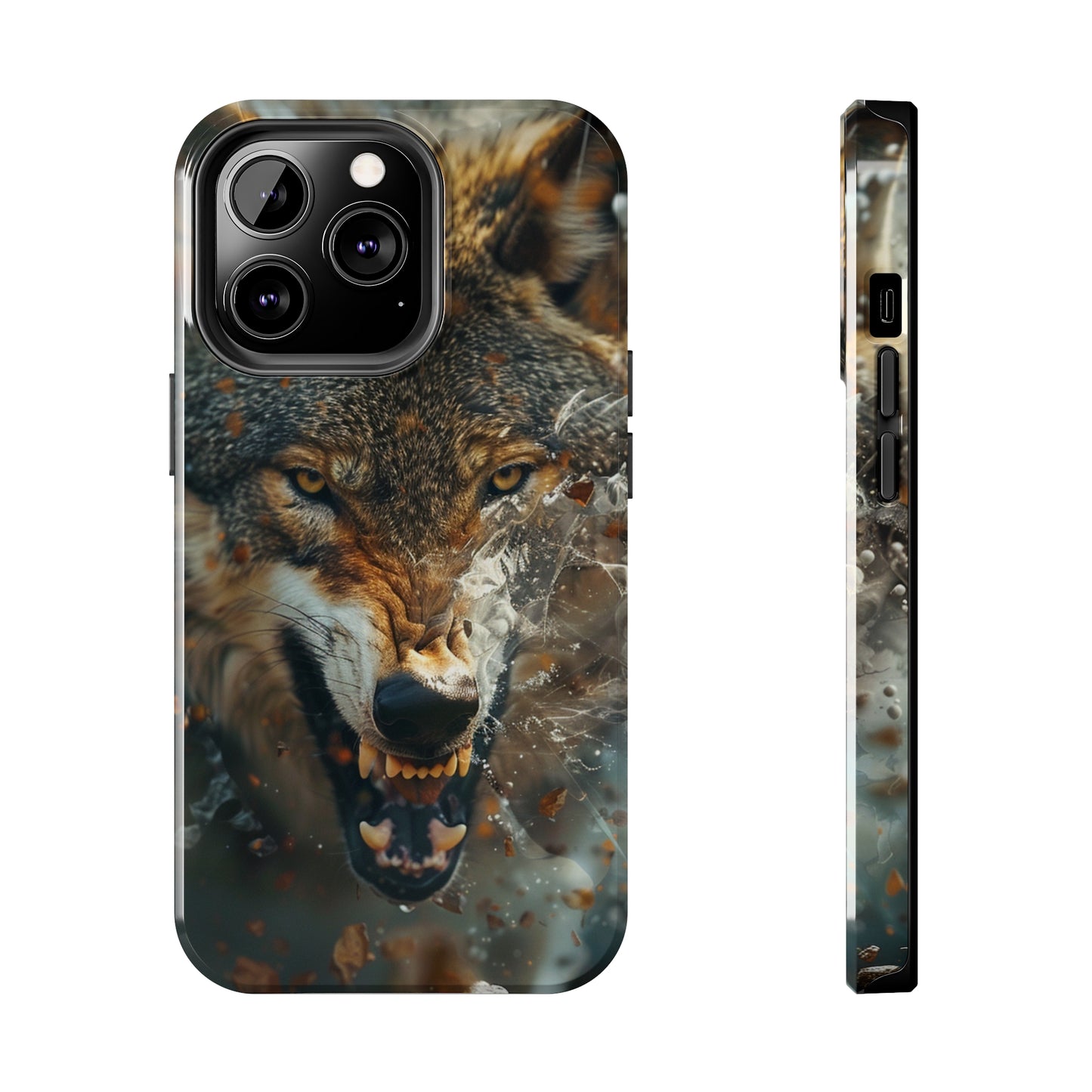 Wolf Ripping Through Phone Case for iPhone - Lightweight, Impact Resistant, Wireless Charging Compatible