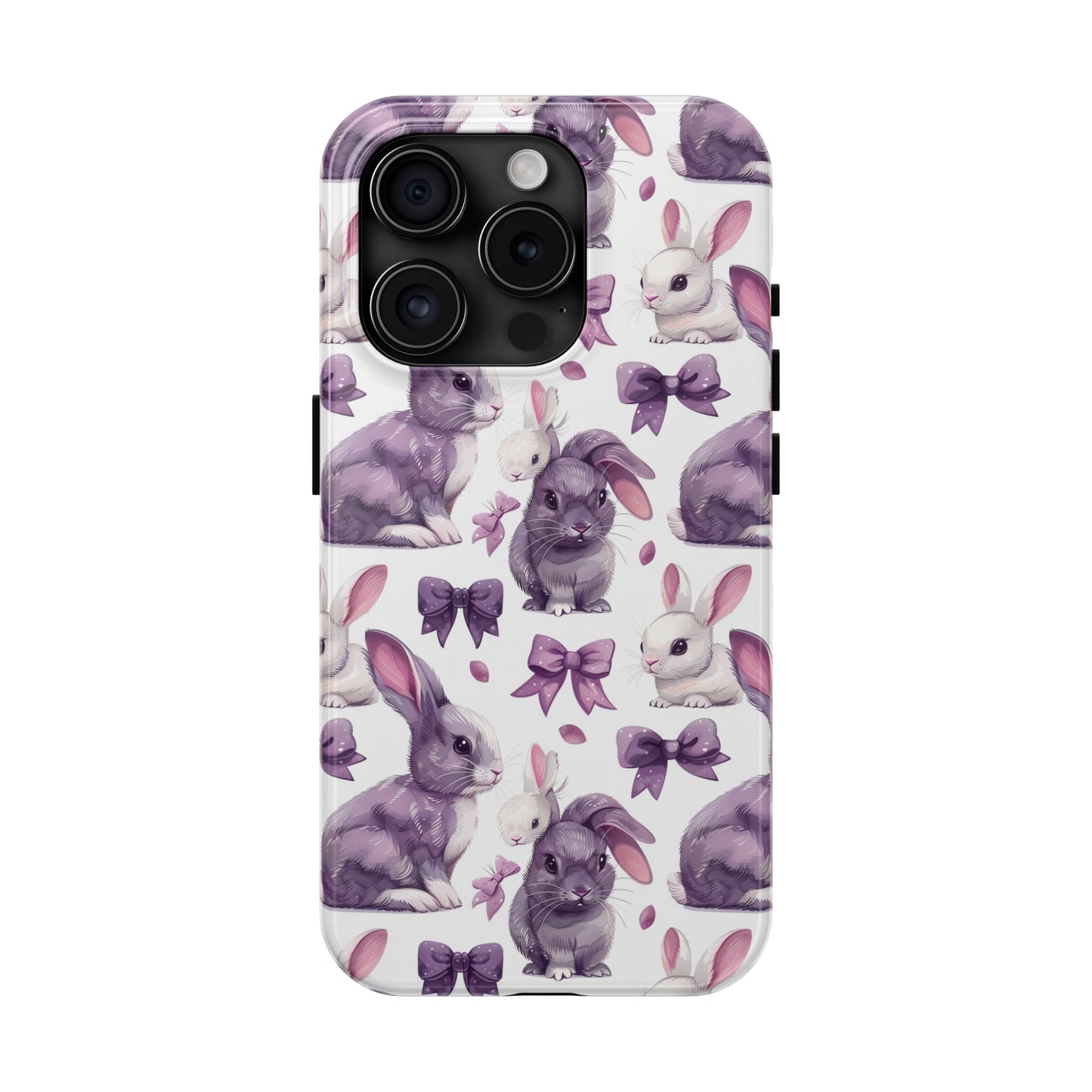 Bunnies and Bows Phone Case for iPhone - Lightweight, Impact Resistant, Wireless Charging Compatible